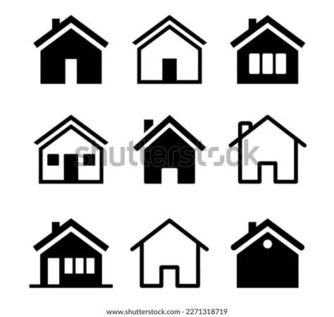 Set Small Houses Silhouette Vector Stock Vector Royalty Free