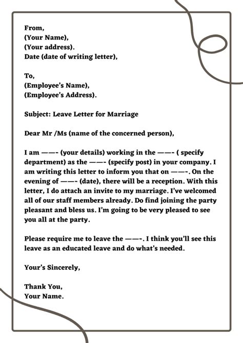 Leave Application For Marriage Sample Letter For How To Write A Marriage Leave Letter Cbse