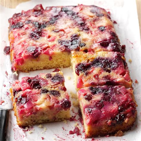 Rhubarb Berry Upside Down Cake Recipe Taste Of Home