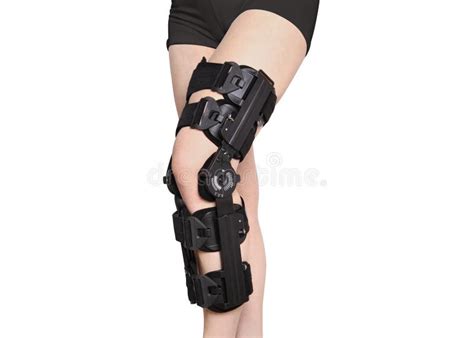 Knee Support Brace On Leg Isolated On White Background Elastic