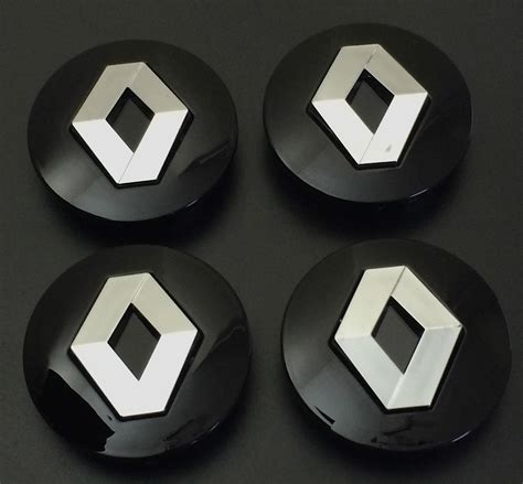 Buy Set Of 4 RENAULT BLACK CHROME Logo 57mm Alloy Wheel Badge Center