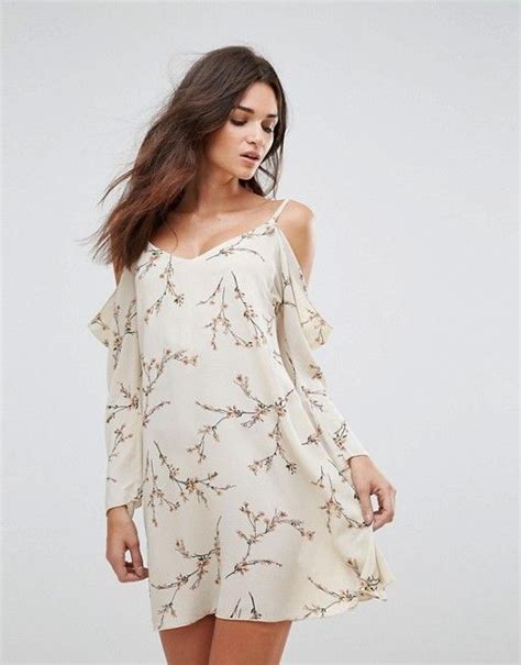 Ax Paris Ax Paris Floral Cold Shoulder Long Sleeve Dress Asos Ax