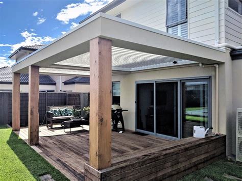 Timber And Rendered Framed Louvre Verandah With Decking Modern