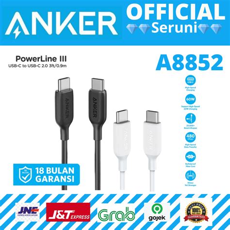 Jual Kabel Charger Anker PowerLine III USB C To USB C Cable 3ft A8852