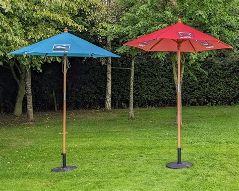 Branded Wooden Outdoor Printed Parasols Event Branding