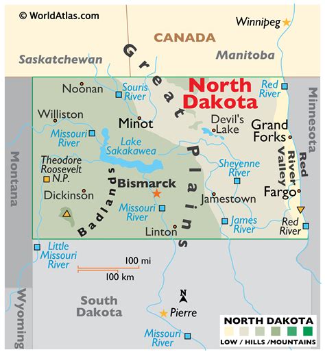 North Dakota Usa Map Printable Map Of Usa