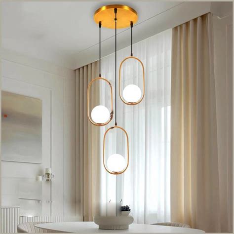 Jual Lampu Hias Gantung MODERN MINIMALIS OVAL GOLD Susun 3 ARMS BOLA