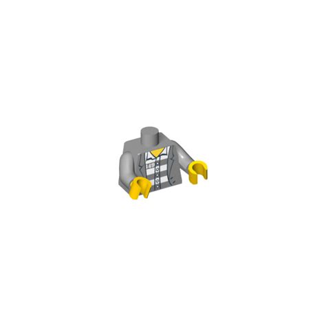 Lego Minifigure Torso Open Jacket Over Grey And White Prison Stripes