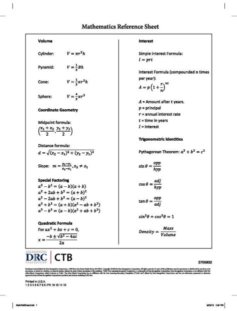 12 Math Formula Worksheet Chart Math Formulas