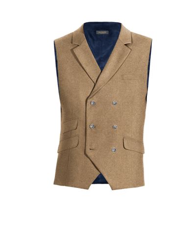 Camel Donegal Tweed Doppelreiher Weste Mit Revers