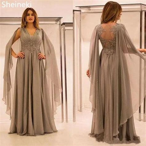 Chiffon Illusion Back Mother Of The Bride Dresses Lace Applique Beads V