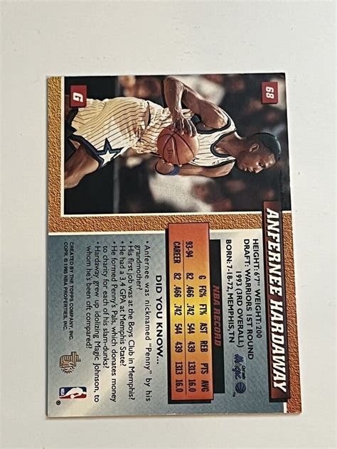 Topps Embossed Gold Anfernee Hardaway Ebay