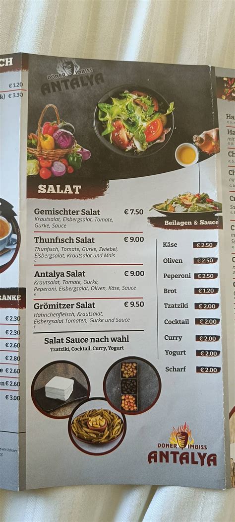 Speisekarte Von Antalya D Ner Pizza Haus Gr Mitz