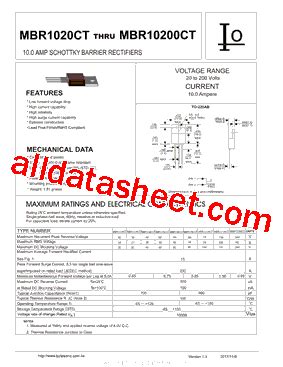 MBR1020CT Datasheet PDF Bytesonic Electronics Co Ltd