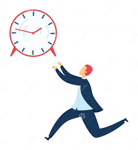 Man Running Late Chased Time Giant Alarm Businessman Rushing Deadline