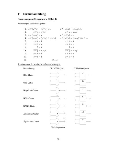 Formelsammlung Systemtheorie F Formelsammlung Formelsammlung