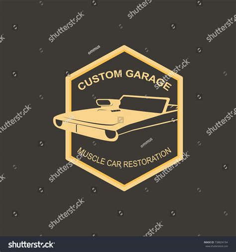 Custom Garage Logo Retro Style Sign เวกเตอร์สต็อก ปลอดค่าลิขสิทธิ์