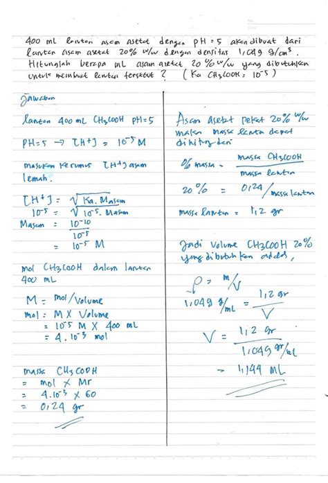 Menentukan Volume Asam Asetat Pekat Untuk Membuat Larutan Asam Asetat