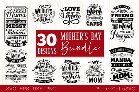 Mothers Day Svg Bundle 30 Designs Motherhood Svg Bundle Blackcatssvg