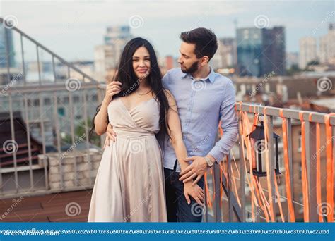 Smiling Loving Beautiful People Spend Time Together Outdoors Couple