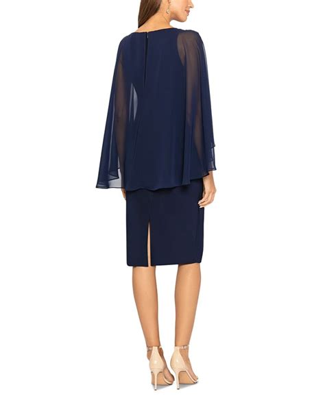 Betsy And Adam Womens Ruched Cape Sheath Dress Macys