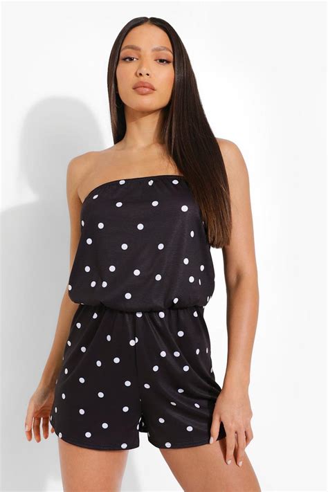 Womens Tall Polka Dot Bandeau Playsuit Boohoo Uk