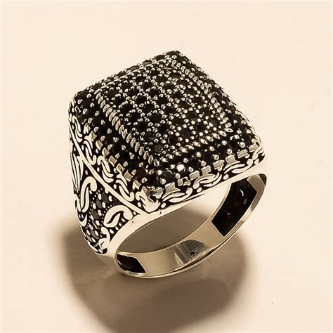 Male Modern Sterling Silver Black Onyx And Cz Ring Packaging Type Box