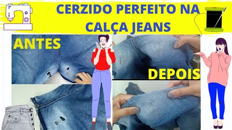 COMO FAZER CERZIDO NA CALÇA JEANS YouTube