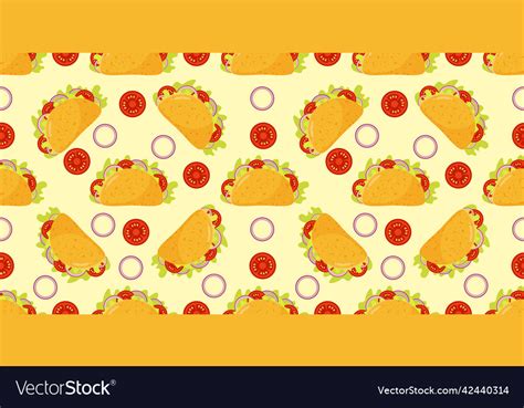 Taco Pattern Traditional Mexican Food Background Vector Image