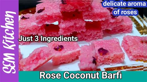 Rose Coconut Barfi Recipe How To Make Coconut Barfi Coconut Burfi