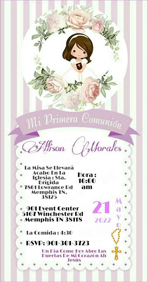 Invitación de primera comunión Primera comunion Primera comunion