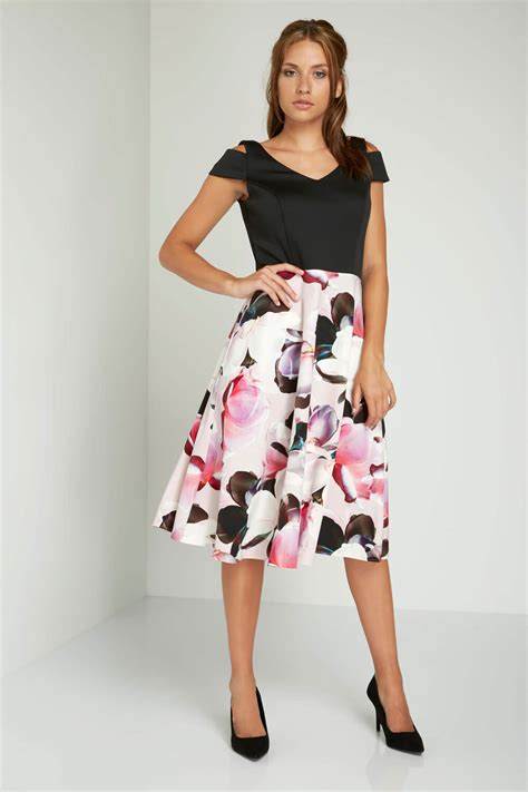 Fit And Flare Floral Dress In Pink Roman Originals Uk