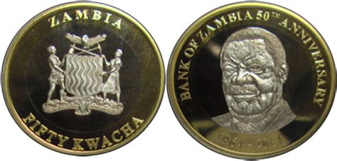 World Coin News Zambia 50 Kwacha 2014 Bank Of Zambia 50th Anniversary