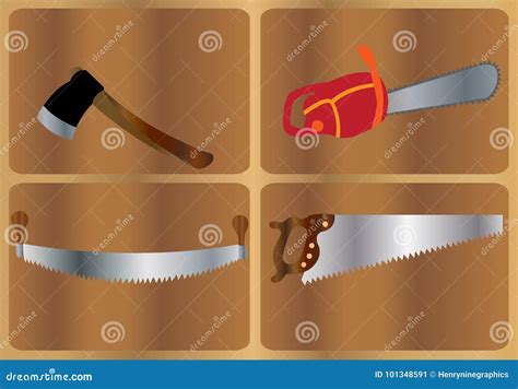 Lumbering Tools for Chopping Woord Stock Vector - Illustration of tools, hack: 101348591