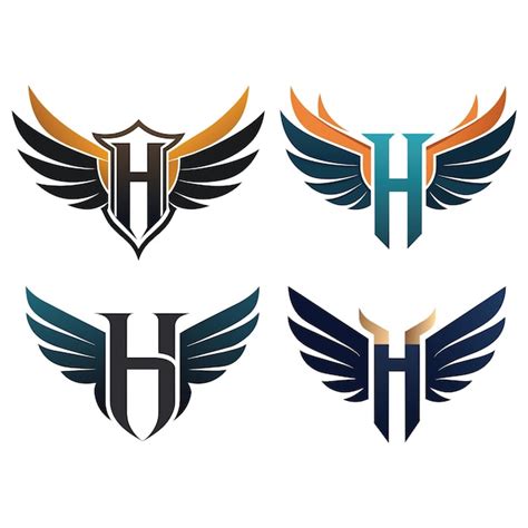 Premium Vector Letter H With Eagle Wings Logos Letter H Logos Set