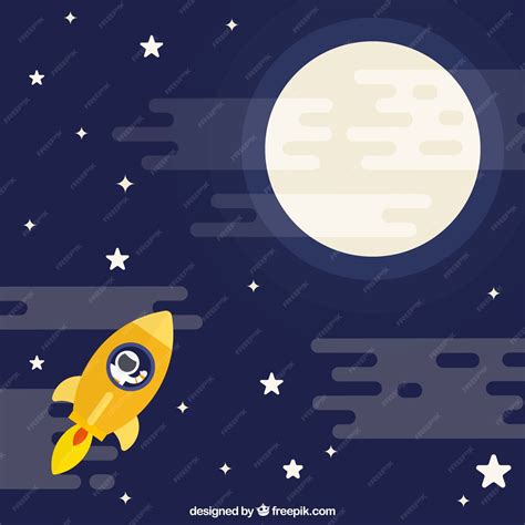 Free Vector | Rocket background towards the moon in flat design