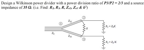 Solved Design A Wilkinson Power Divider With A Power Division Ratio