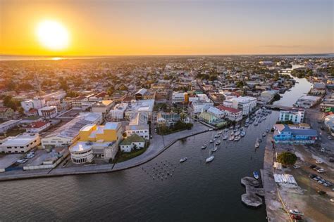 Aerial View Of Belize Cityscape At Sunset Editorial Stock Image Image