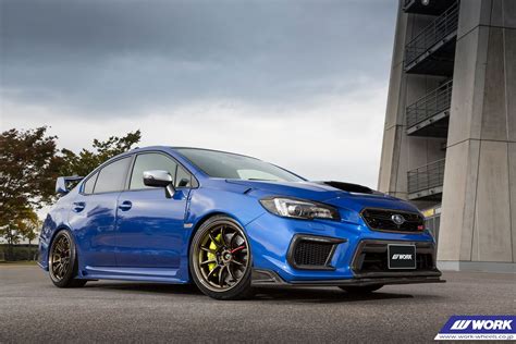 Subaru WRX STI VA Blue With Bronze Work Emotion ZR10 Wheel Front