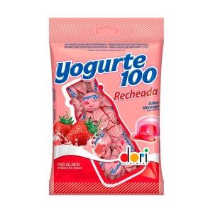 Caixa Bala De Yogurte Morango Recheada Dori 100g 36und