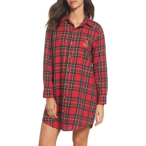 Womens Lauren Ralph Lauren Flannel Sleep Shirt 35 Liked On Polyvore