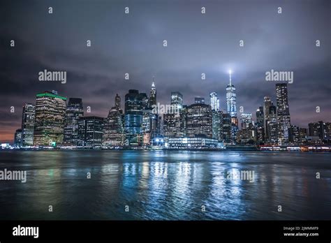 New York Manhattan night view Stock Photo - Alamy