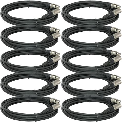 10Pack 25 Ft Foot Xlr 3 Pin Male Female Mic Microphone Reverb