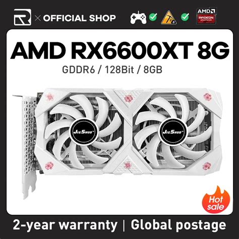 JIESHUO AMD RX 6600XT 8GB Video Card GDDR6 GPU128 Bit Rx6600 Xt 8g For