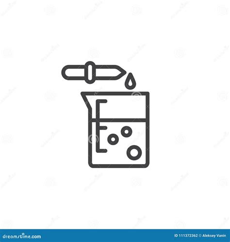 Dropper And Beaker With Fluid Outline Icon Stock Vector Illustration