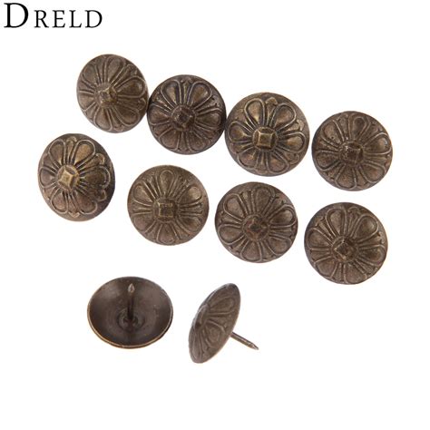 DRELD 20Pcs Antique Flower Nail Decorative Upholstery Tacks Jewelry