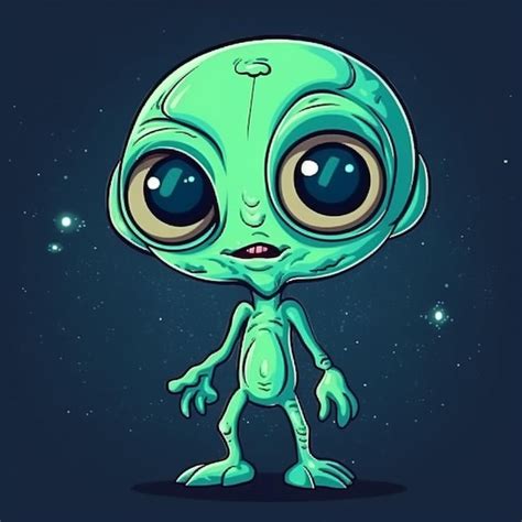 Premium AI Image Cartoon Alien With Big Eyes And Big Eyes Standing In