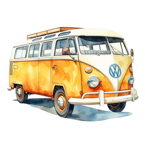 Watercolor Bus Summer Bus Watercolor Hand Painting Png Transparent