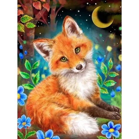 Peinture de renard en mosaïque 5D à faire soi même broderie complète