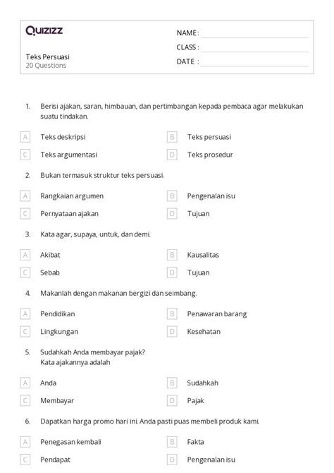 50 Lembar Kerja Kalimat Lengkap Untuk Kelas 1 Di Quizizz Gratis And Dapat Dicetak